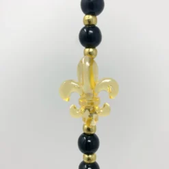 Mardi Gras Spot LED Fleur De Lis On Black And Gold Necklace 6 Mardi Gras Spot LED Fleur De Lis On Black And Gold Necklace