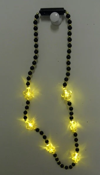 Mardi Gras Spot LED Fleur De Lis On Black And Gold Necklace Mardi Gras Spot LED Fleur De Lis On Black And Gold Necklace