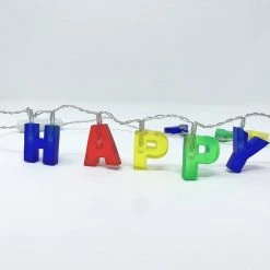 Mardi Gras Spot Light-Ups LED Happy Birthday Necklace