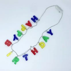 Mardi Gras Spot Light-Ups LED Happy Birthday Necklace