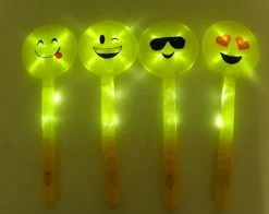 Mardi Gras Spot Light-Ups LED Emoji Wands With Assorted Faces