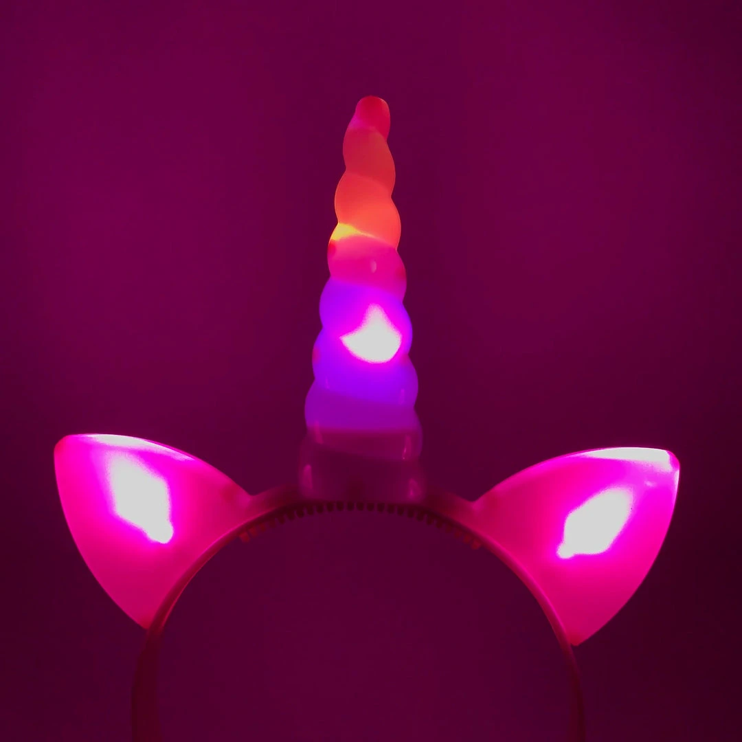 Mardi Gras Spot Light-Up Unicorn Headband - Assorted Colors 13 Mardi Gras Spot Light-Up Unicorn Headband - Assorted Colors
