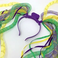 Mardi Gras Spot Purple, Green And Yellow Noodle Head Bopper With Purple Headband And Ribbons Light-Ups 9 Mardi Gras Spot Purple, Green And Yellow Noodle Head Bopper With Purple Headband And Ribbons Light-Ups