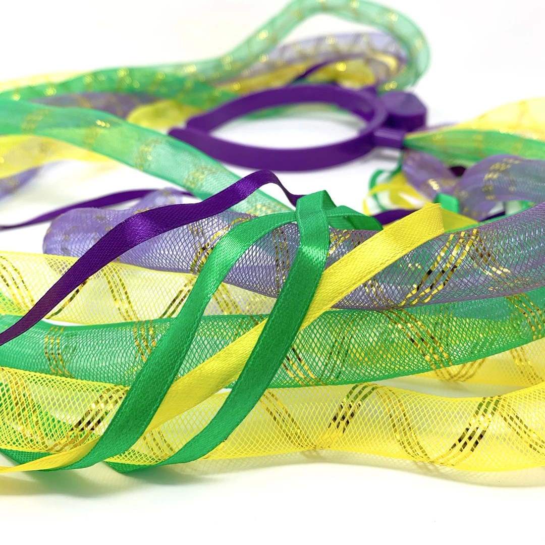 Mardi Gras Spot Purple, Green And Yellow Noodle Head Bopper With Purple Headband And Ribbons Light-Ups 6 Mardi Gras Spot Purple, Green And Yellow Noodle Head Bopper With Purple Headband And Ribbons Light-Ups