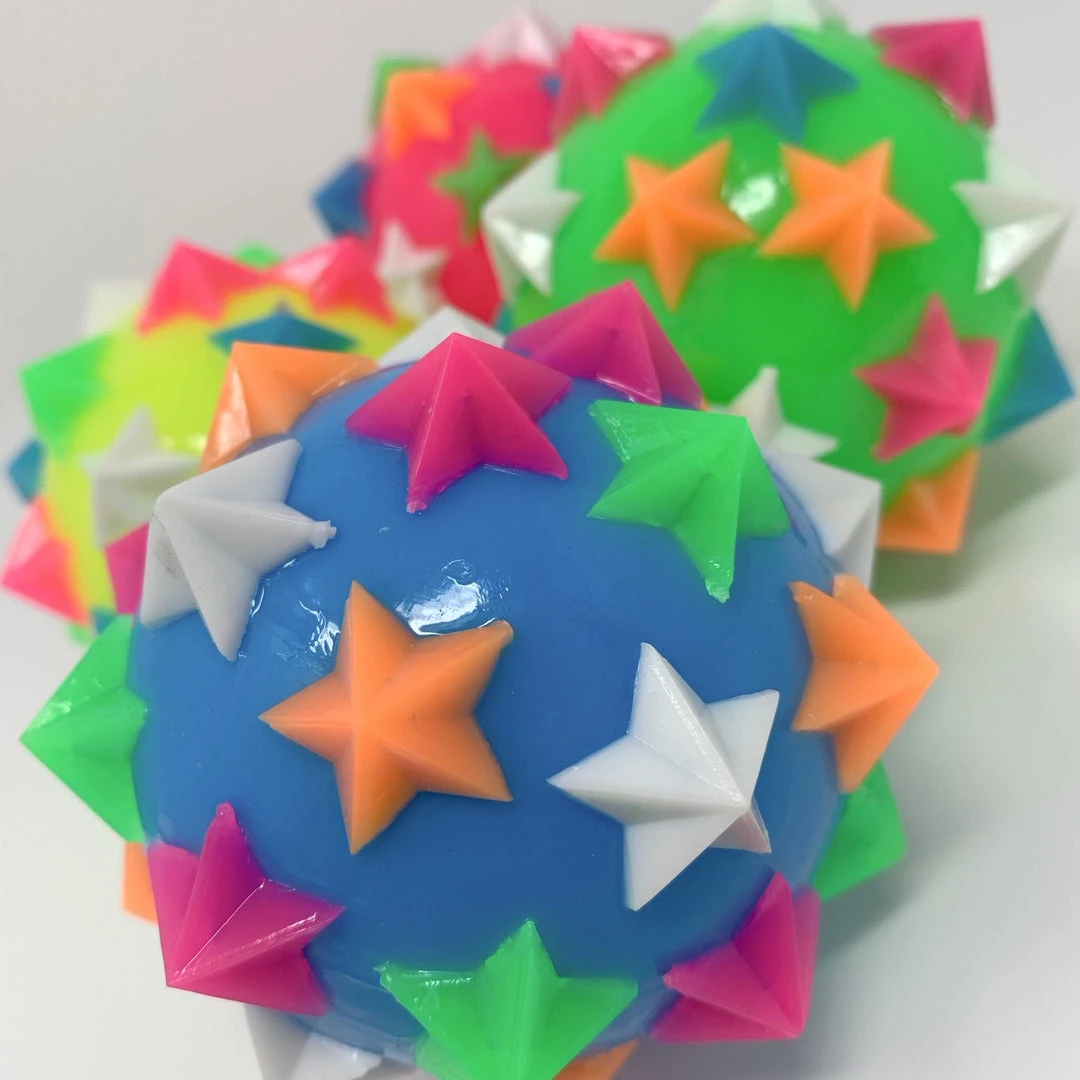 Mardi Gras Spot 3.5" Knobby Ball With Stars Light-Ups 6 Mardi Gras Spot 3.5" Knobby Ball With Stars Light-Ups