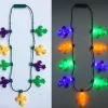 Mardi Gras Spot Light-Ups LED Purple, Green And Yellow Fleur De Lis Necklace