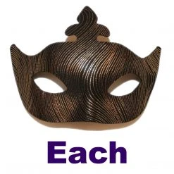 Mardi Gras Spot Black And Gold Metallic Striped Fleur De Lis Masquerade Mask With Ribbon Tie (Each) Party Supplies