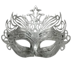Sale Silver Ornate Masquerade Mask With Ribbon Tie (Each) Party Supplies