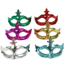 Plush Appeal, LLC Metallic Masquerade Mask With Jewel And Ribbon Tie - Assorted Colors (Pack Of 6)
