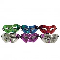 Plush Appeal, LLC Shiny Masquerade Mask With Ribbon Tie - Assorted Colors (Pack Of 6) Party Supplies