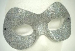 Plush Appeal, LLC Silver Metallic Glittered Mask With Elastic Band (Each) Party Supplies