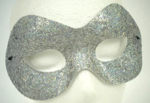 Plush Appeal, LLC Silver Metallic Glittered Mask With Elastic Band (Each) Party Supplies 3 Plush Appeal, LLC Silver Metallic Glittered Mask With Elastic Band (Each) Party Supplies