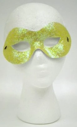 Plush Appeal, LLC Party Supplies Yellow Metallic Glittered Mask With Elastic Band (Each)