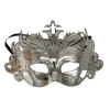 Plush Appeal, LLC Silver Metallic Ornate Mask With Ribbon Tie (Each)