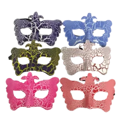 Plush Appeal, LLC Crackle Mask With Ribbon Tie - 6 Assorted Colors (Pack Of 6) Party Supplies
