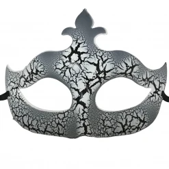 Mardi Gras Spot Party Supplies White With Black Crackle Mask (Each)