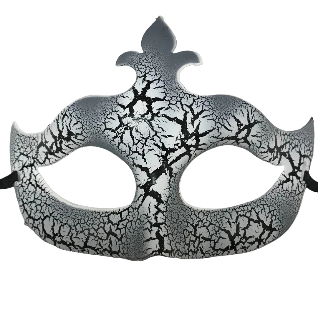 Mardi Gras Spot Party Supplies White With Black Crackle Mask (Each) Mardi Gras Spot Party Supplies White With Black Crackle Mask (Each)