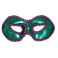 Plush Appeal, LLC Green With Purple Lace And Metallic Gold Mask With Elastic Band (Each)