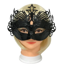 Plush Appeal, LLC Shiny Black Ornate Mask With Ribbon Tie (Each) Party Supplies