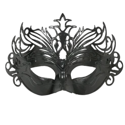 Plush Appeal, LLC Shiny Black Ornate Mask With Ribbon Tie (Each) Party Supplies
