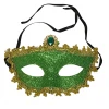 Plush Appeal, LLC Green Glittered Mask With Gold Trim And Green Stone And Ribbon Tie (Each) Party Supplies