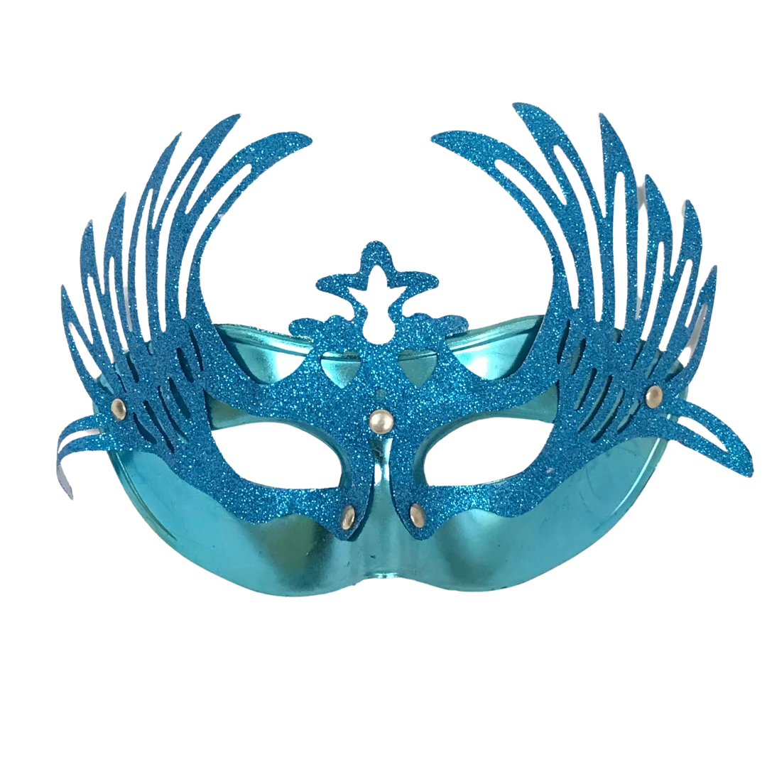 Plush Appeal, LLC Shiny Blue Masquerade Mask With Attached Blue Glittered Accent And Ribbon Tie (Each) 3 Plush Appeal, LLC Shiny Blue Masquerade Mask With Attached Blue Glittered Accent And Ribbon Tie (Each)