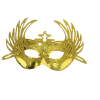 Plush Appeal, LLC Shiny Gold Masquerade Mask With Attached Gold Glittered Accent And Ribbon Tie (Each) 1 Plush Appeal, LLC Shiny Gold Masquerade Mask With Attached Gold Glittered Accent And Ribbon Tie (Each)
