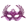 Plush Appeal, LLC Shiny Purple Masquerade Mask With Attached Purple Glittered Accent And Ribbon Tie (Each) Party Supplies 2 Plush Appeal, LLC Shiny Purple Masquerade Mask With Attached Purple Glittered Accent And Ribbon Tie (Each) Party Supplies