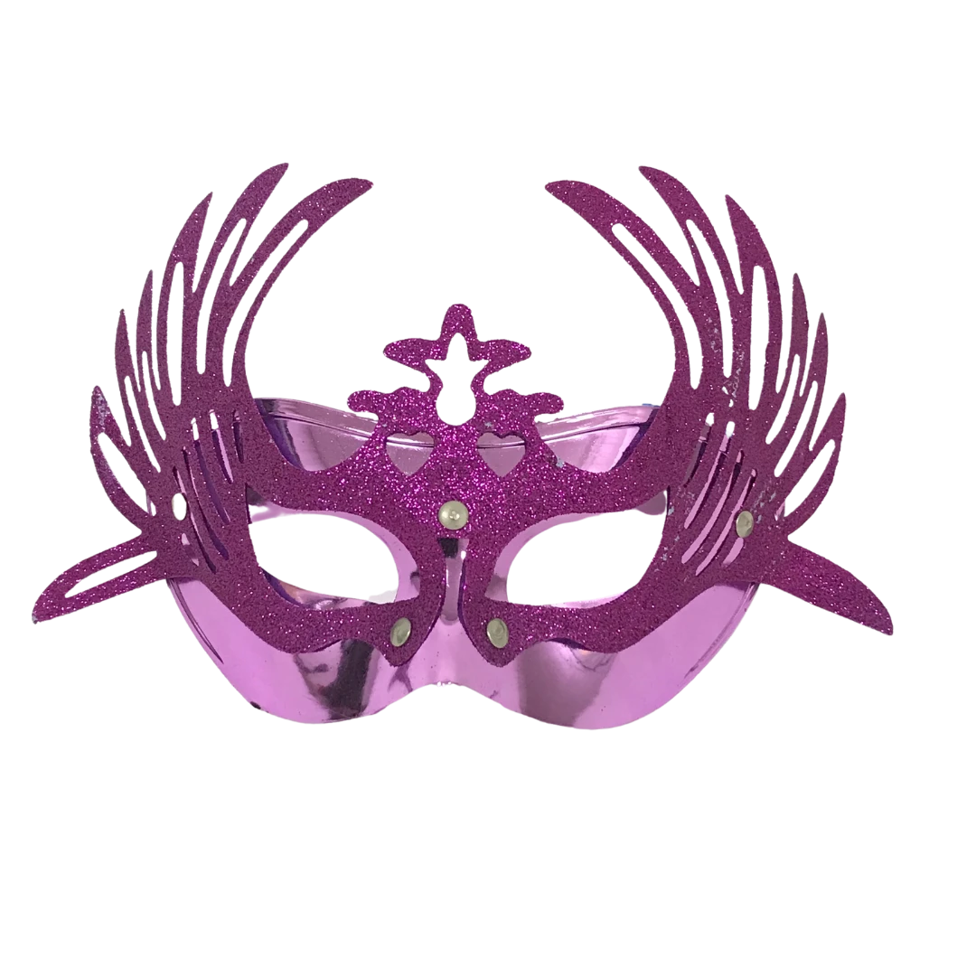 Plush Appeal, LLC Shiny Purple Masquerade Mask With Attached Purple Glittered Accent And Ribbon Tie (Each) Party Supplies 3 Plush Appeal, LLC Shiny Purple Masquerade Mask With Attached Purple Glittered Accent And Ribbon Tie (Each) Party Supplies