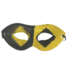 Plush Appeal, LLC Black And Gold Glittered Mask With Ribbon Tie (Each)