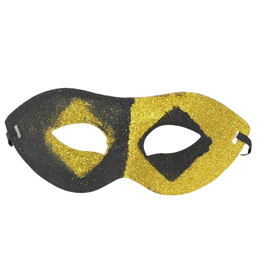 Plush Appeal, LLC Black And Gold Glittered Mask With Ribbon Tie (Each) 3 Plush Appeal, LLC Black And Gold Glittered Mask With Ribbon Tie (Each)