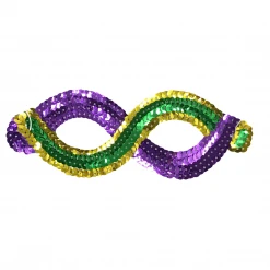 Plush Appeal, LLC Party Supplies Purple, Green And Gold Sequined Mask With Elastic Band (Pack Of 6)