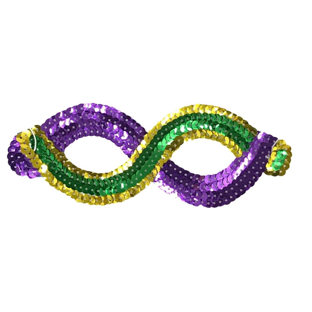 Plush Appeal, LLC Party Supplies Purple, Green And Gold Sequined Mask With Elastic Band (Pack Of 6) Plush Appeal, LLC Party Supplies Purple, Green And Gold Sequined Mask With Elastic Band (Pack Of 6)
