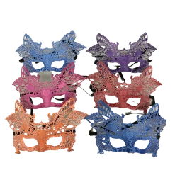 Plush Appeal, LLC Party Supplies Crackle Mask With Ribbon Tie - Assorted Colors (Pack Of 6)