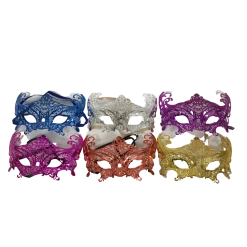 Sale Metallic Cut Out Mask With Ribbon Tie - Assorted Colors (Pack Of 6) Party Supplies