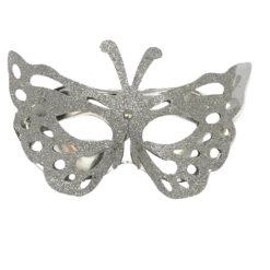 Plush Appeal, LLC Metallic Silver Glittered Butterfly Mask With Elastic Band (Each)