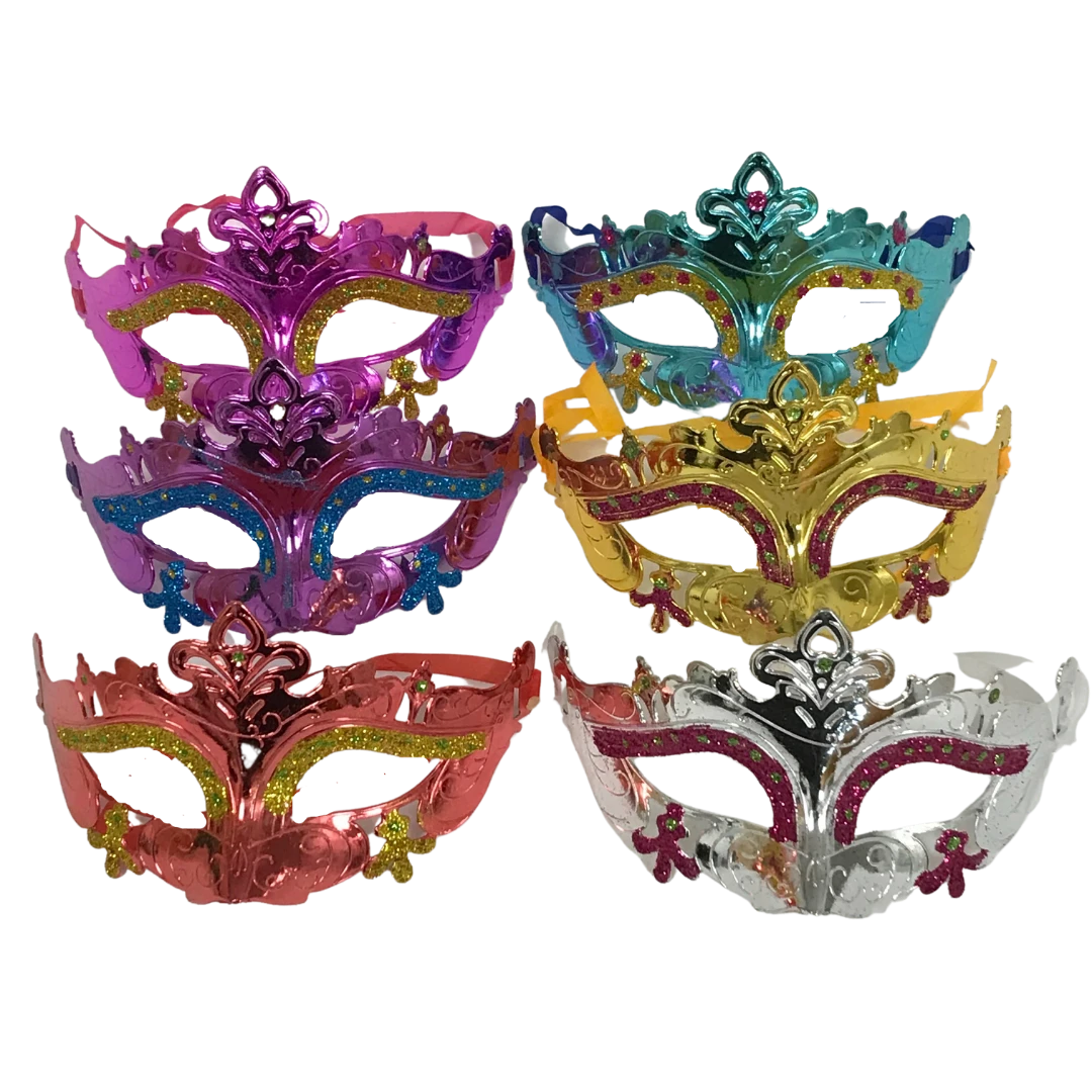 Plush Appeal, LLC Party Supplies Metallic Mask With 3-Fleur De Lis And Ribbon Tie - Assorted Colors (Pack Of 6) 3 Plush Appeal, LLC Party Supplies Metallic Mask With 3-Fleur De Lis And Ribbon Tie - Assorted Colors (Pack Of 6)