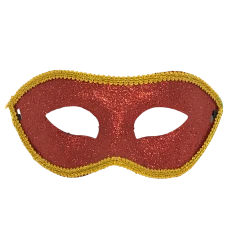 Plush Appeal, LLC Glittered Red Mask With Gold Trim And Ribbon Tie (Each) Party Supplies