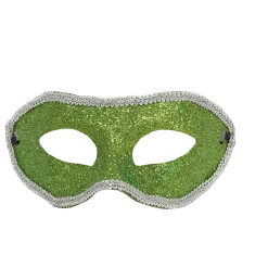 Plush Appeal, LLC Party Supplies Glittered Green Mask With Silver Trim And Ribbon Tie (Each)