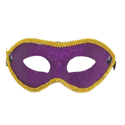 Plush Appeal, LLC Glittered Purple Mask With Gold Trim And Ribbon Tie (Each)