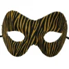 Mardi Gras Spot Black And Gold Striped Mask With Elastic Band (Each)