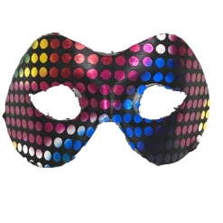 Plush Appeal, LLC Metallic Rainbow Spotted Mask With Elastic Band (Each) Party Supplies