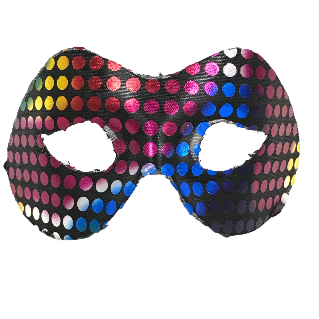 Plush Appeal, LLC Metallic Rainbow Spotted Mask With Elastic Band (Each) Party Supplies Plush Appeal, LLC Metallic Rainbow Spotted Mask With Elastic Band (Each) Party Supplies