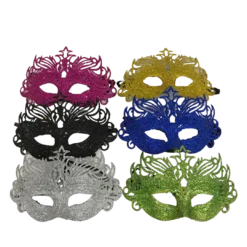 Plush Appeal, LLC Assorted Color Mask With Confetti And Ribbon Tie (Pack Of 6) Party Supplies