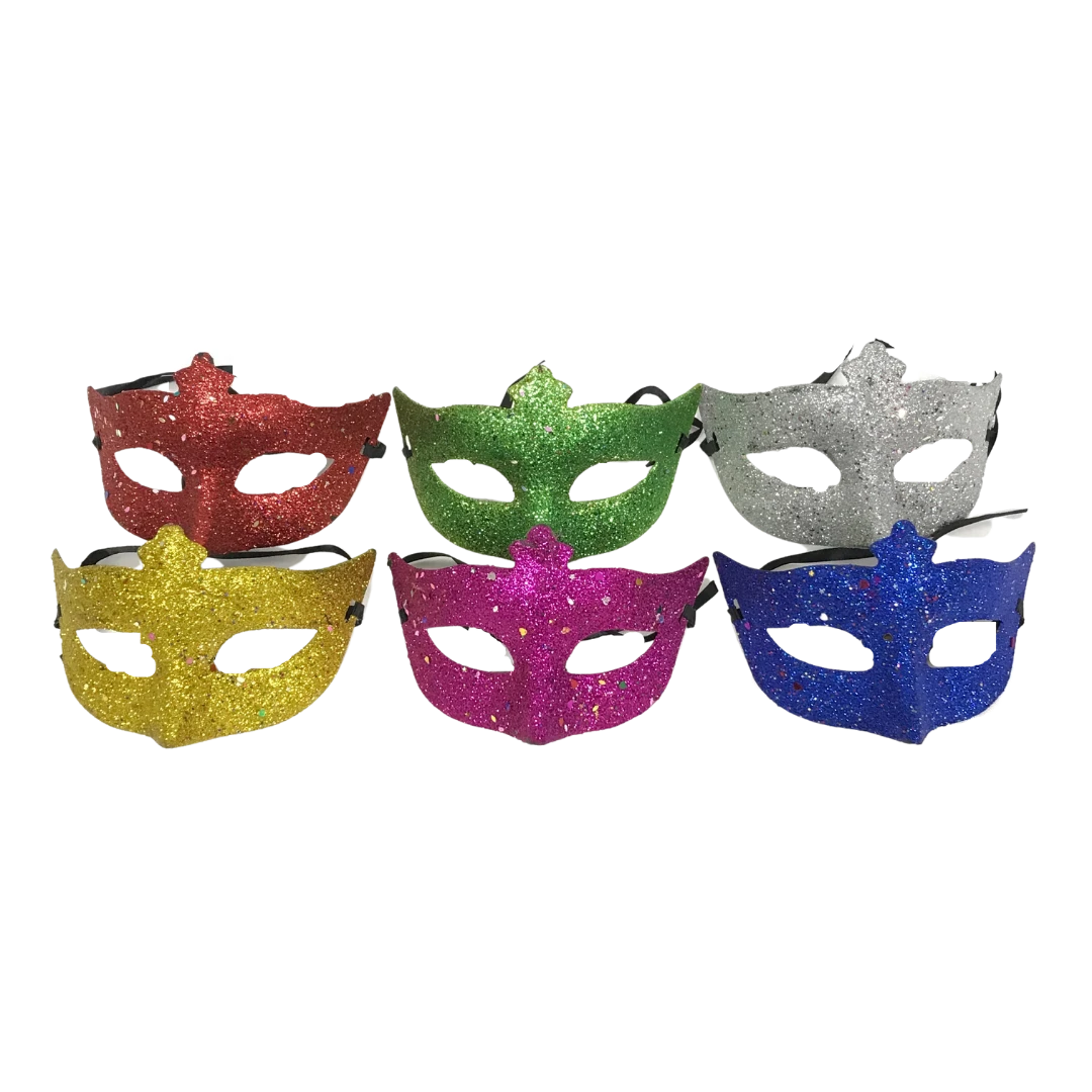 Plush Appeal, LLC Cut Out Hard Plastic Glitter Mask With Confetti And Ribbon Tie - 6 Assorted Colors (Pack Of 6) Party Supplies 3 Plush Appeal, LLC Cut Out Hard Plastic Glitter Mask With Confetti And Ribbon Tie - 6 Assorted Colors (Pack Of 6) Party Supplies