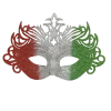 Plush Appeal, LLC Party Supplies Red, Silver And Green Glittered Hard Plastic Ornate Mask With Ribbon Tie (Each) 2 Plush Appeal, LLC Party Supplies Red, Silver And Green Glittered Hard Plastic Ornate Mask With Ribbon Tie (Each)