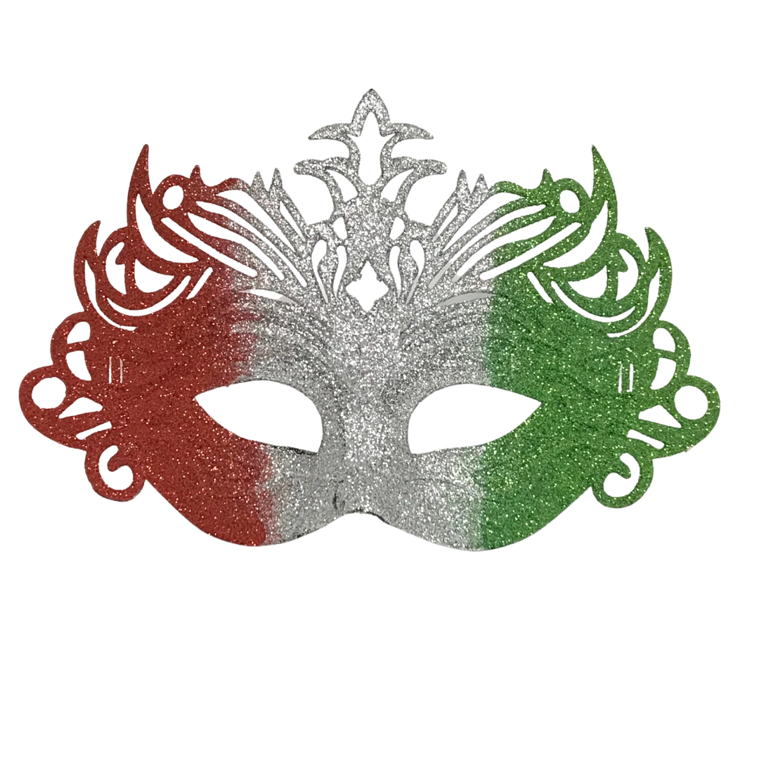 Plush Appeal, LLC Party Supplies Red, Silver And Green Glittered Hard Plastic Ornate Mask With Ribbon Tie (Each) 3 Plush Appeal, LLC Party Supplies Red, Silver And Green Glittered Hard Plastic Ornate Mask With Ribbon Tie (Each)