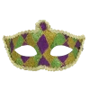 Plush Appeal, LLC Purple, Green And Gold Harlequin Mask With Ribbon Tie (Each) Party Supplies