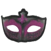 Plush Appeal, LLC Black And Pink Hard Plastic Glittered Mask With Fleur De Lis With Ribbon Tie (Each) 1 Plush Appeal, LLC Black And Pink Hard Plastic Glittered Mask With Fleur De Lis With Ribbon Tie (Each)