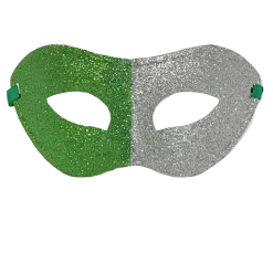 Plush Appeal, LLC Glittered Silver And Green Mask With Ribbon Tie (Each)